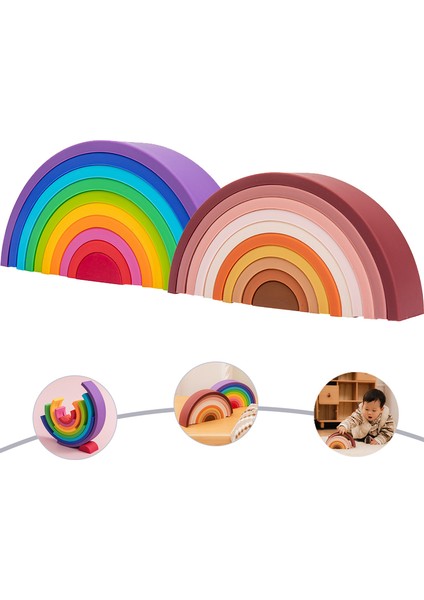 8 Adet Tarzı Bebek Gökkuşağı Renkleri Silikon Yığma Oyuncağı Montessori Yaratıcı Oyuncaklar Bpa Free Gıda Sınıfı Silikon Erken Eğitim Çocuk Hediyeleri (Yurt Dışından)