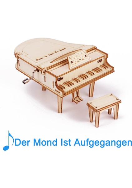 Ay Yükseldi Tarzı El Piyano Ahşap El Kolu Müzik Kutusu Ofis Dekorasyonu 3D Ahşap Puzzle Oyunu Inşa Doğum Günü Hediye Montaj Kiti Mekanik Model (Yurt Dışından)