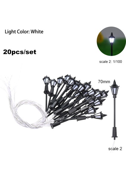 Tip 2 Ölçek 2 Stili Sıcak ve Beyaz Model Sokak Lambaları Düzeni Lamba Direği Demiryolu Tren Bahçe Oyun Alanı Manzara LED Lamba Aydınlatma 1:ale 65MM (Yurt Dışından)