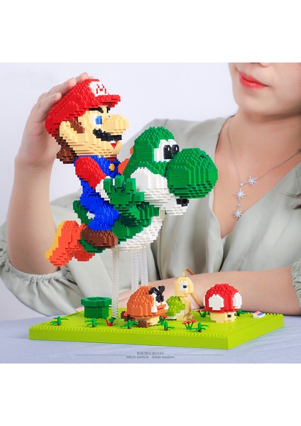 7195A Stili Kutu Yok Çocuklar Için Eğitici Oyuncaklar: Dıy Süper Uçan Ma Bros Başlangıç Mini Tuğla Yoshi Çizgi Film Anime Figürler Model Serisi Yapı Taşları (Yurt Dışından)