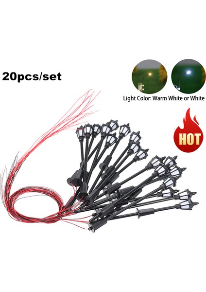 Tip 2 Ölçek 2 Stili Sıcak ve Beyaz Model Sokak Lambaları Düzeni Lamba Direği Demiryolu Tren Bahçe Oyun Alanı Manzara LED Lamba Aydınlatma 1:ale 65MM (Yurt Dışından)