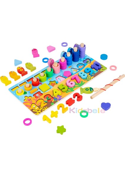 Şekil Numarası-Xın Stili Çocuklar Için Montessori Matematik Oyuncakları Balık Tutma Eğitici Ahşap Bulmaca Sayı Şekil Eşleştirme Oyunu Tahtası Oyuncak (Yurt Dışından)