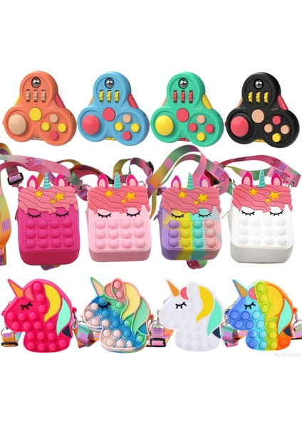 No.15 Tarzı Yeni Unicorn Basit Dimi Mesaj Çantası Itme Balon Antistres Oyuncak Anahtarlık Cüzdan Pop Oyuncak Hediye (Yurt Dışından)
