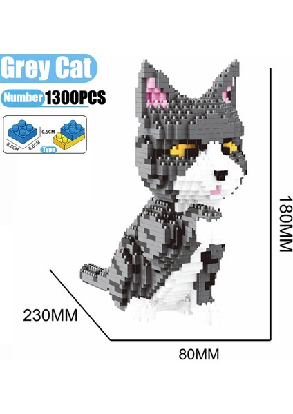 Gri Kedi Stili Kutu Yok Karikatür Hayvanlar Husky Dachshund Mini Mikro Tuğla Modeli Shiba Inu Schnauzer Poodle Mike Köpek Yapım Blokları Oyuncakları Çocuklar Için (Yurt Dışından)