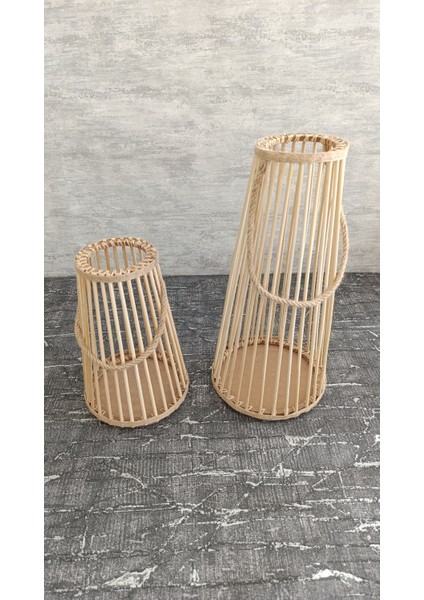Halatlı Dekoratif Bambu Vazo Ikili Set (25 cm - 38 Cm) fiyatları