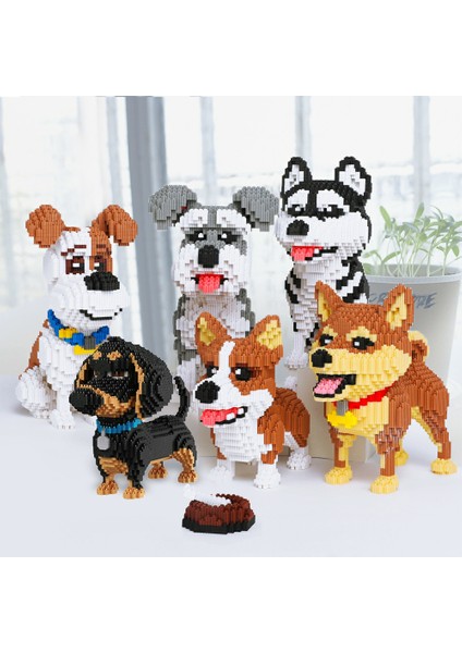 Dachshund Stili Kutu Yok Karikatür Hayvanlar Husky Dachshund Mini Mikro Tuğla Modeli Shiba Inu Schnauzer Poodle Mike Köpek Yapım Blokları Oyuncakları Çocuklar Için (Yurt Dışından)