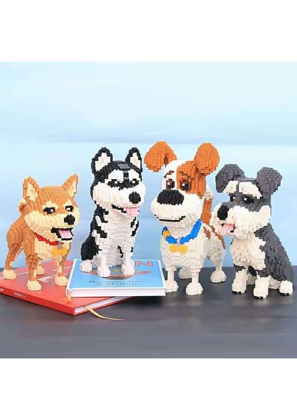 Dachshund Stili Kutu Yok Karikatür Hayvanlar Husky Dachshund Mini Mikro Tuğla Modeli Shiba Inu Schnauzer Poodle Mike Köpek Yapım Blokları Oyuncakları Çocuklar Için (Yurt Dışından)