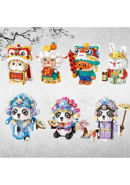 9275 Kutu Stili Yok Loz Mını Yapı Taşları Yaratıcı Çin Gelenek Kültürü Bahar Bayramı Yeni Yıl Koleksiyonu Oyuncaklar Panda (Yurt Dışından)