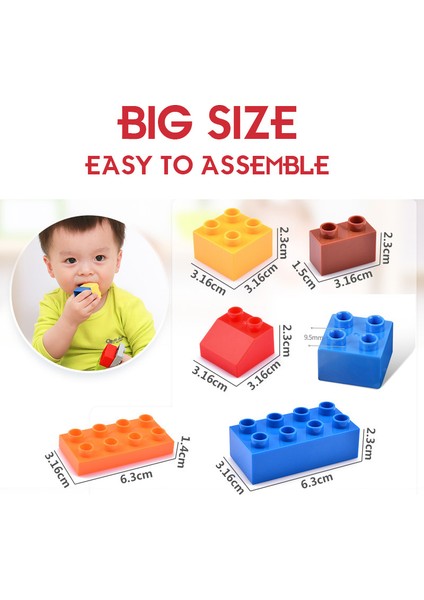 C Stili Büyük Boy Yapı Taşları Bebek Erken Öğrenme Kendin Yap Inşaat Çocuk Oyuncakları Uyumlu Tuğlalar Hediye (Yurt Dışından)