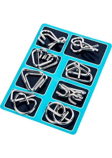 8 Adet Mavi Stil Metal 3D Montessori Bulmaca Tel Iq Zihin Zorlayıcı Bulmacalar Çocuklar ve Yetişkinler Için Oyuncaklar Çocuklar Hediye (Yurt Dışından)