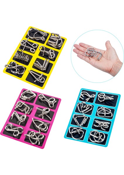 8 Adet Mavi Stil Metal 3D Montessori Bulmaca Tel Iq Zihin Zorlayıcı Bulmacalar Çocuklar ve Yetişkinler Için Oyuncaklar Çocuklar Hediye (Yurt Dışından)