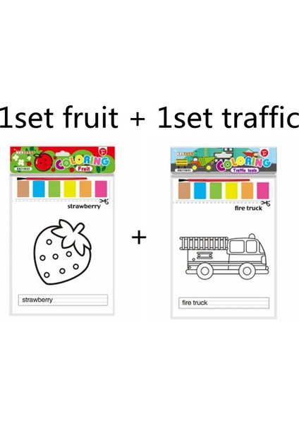 8 Adet Boyama Kitapları Çocuklar Için Oyuncaklar Montessori Çocuklar Suluboya Kağıt Oyuncaklar Taşınabilir Bebek Montessori Boyama Eğitim Oyuncak Renk: Meyve ve Trafik (Yurt Dışından)