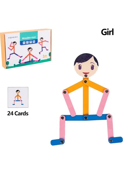 Spor Ahşap Adam Malzeme Diy Bulma Bulma Toys Boards Eğitim Oyunu Çocuklar Için Erken Öğrenme Oyuncak Okul Öncesi Ince Motor Eğitim Kol: Kız (Yurt Dışından)