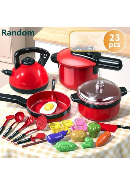 Çocuk Simülasyonu Yüksek Detaylı Kırmızı Pişirme Mutfak Eşyaları, Ev Okulu Kullanımı Chef Pretend Play Seti 3 4 5 6 Yıllık Tolor: 23 Pcs (Yurt Dışından)
