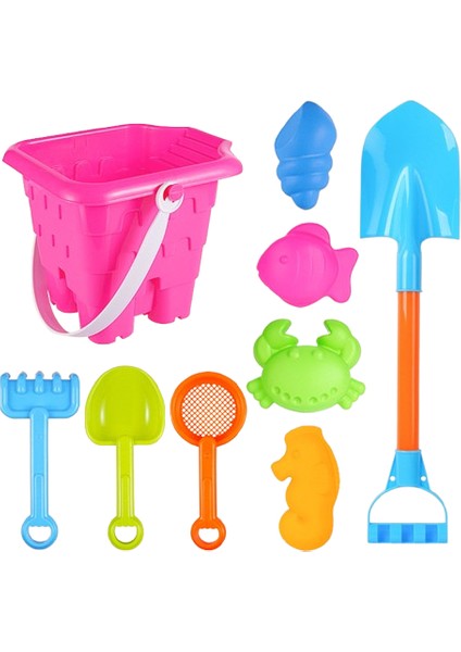 Çocuk Plaj Oyuncağı Kare Kova 9 Parça Set (Yurt Dışından)