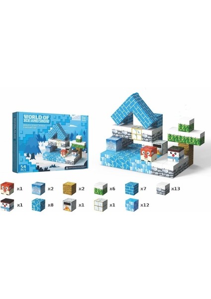 54 Adet Mc Minecraft Manyetik Yapı Taşları Çocuklar Için Eğitici Montaj Yapı Taşları Oyuncakları (Yurt Dışından)