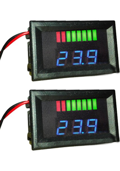 2x 12V Kapasite Göstergesi Şarj Seviyesi LED Test Cihazı Mavi Voltmetre (Yurt Dışından)