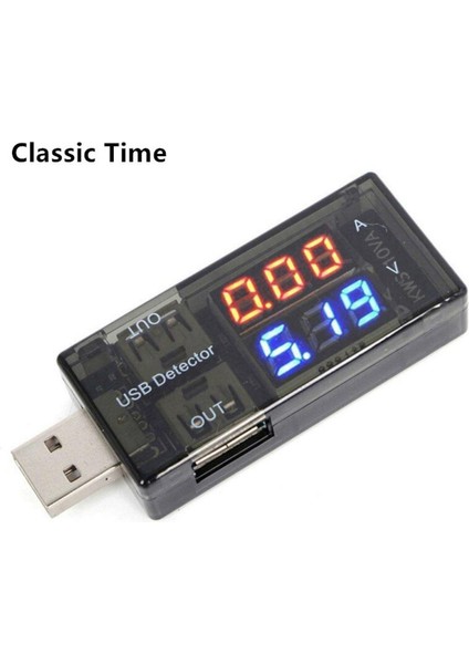USB Akım ve Gerilim Dedektörü Test Cihazı USB Metre Gerilim Ölçer Test Cihazı Çift Masa Ekran Akü Voltajı Monitörü (Yurt Dışından)