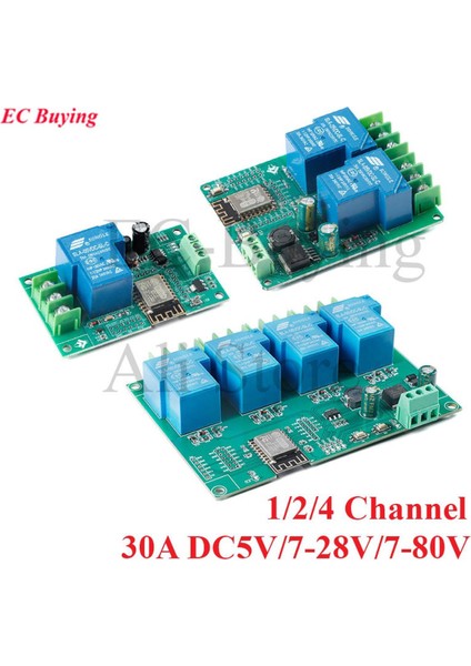 ESP8266 Kablosuz Wıfı Röle Modülü 1/2/4 Kanal ESP-12F Geliştirme Kurulu 30A Ac/dc 5 V/7-28 V/7-80 V Arduino Için Kaynağı (Yurt Dışından)