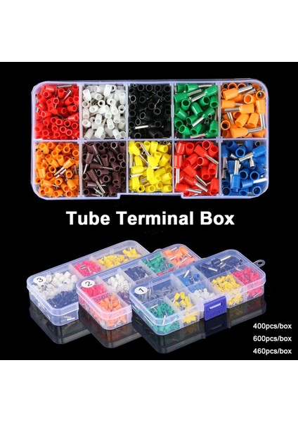 Boru Terminali Çeşitli Stiller Kutu Paketli Elektrik Boru Yüksük Terminali Yalıtımlı Tel Konnektör Sıkma Terminalleri Kit Seti (Yurt Dışından)