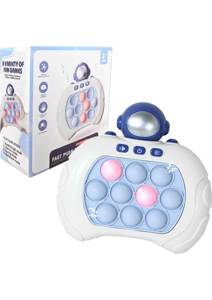Işıklı Popit Oyun Konsolu Pop It Quick Push Oyuncak Astronot Model