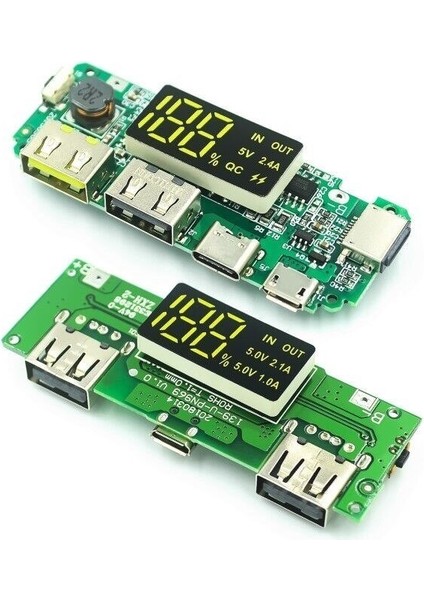 18650 Dijital Ekran Modülü 5V2.4A 2A Çift USB Çıkış Bandı Ekran Modülü (Yurt Dışından)