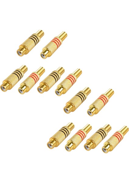 Rca Konnektör Fişi, 12'li Paket Rca Dişi Fiş Vidaları Ses Video In-Line Jack Adaptörü Altın Kaplama Lehim Tipi, Altın (Yurt Dışından)