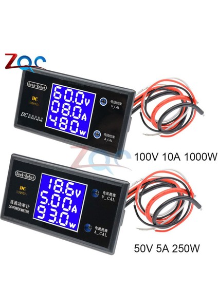 Dc 0-100V 5A 250W/10A 1000W LCD Dijital Voltmetre Ampermetre Wattmetre Gerilim Akım Güç Ölçer Volt Dedektörü Test Cihazı Monitör (Yurt Dışından)