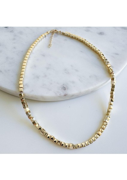 Kare Gold Topçuk Kolye