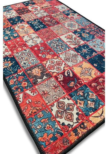 Bordo Kilim Patchwork Desenli Halı Kilim Desenli Halı Dijital Baskılı Dokuma Tabalı Kaymaz Yıkanabilir Salon Halısı fırsatları