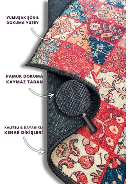 Bordo Kilim Patchwork Desenli Halı Kilim Desenli Halı Dijital Baskılı Dokuma Tabalı Kaymaz Yıkanabilir Salon Halısı indirimleri