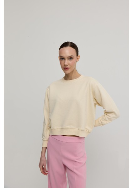 Kadın Vanilya Renk Basic Sweatshirt fırsatları