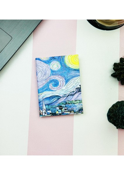 Yıldızlı Gece Tasarımlı Sert Kapaklı Mini Defter