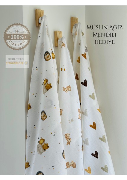 Pamuk Müslin Bebek Battaniyesi 3'Lü Set Müslın Örtü 80 x 90 Cm
