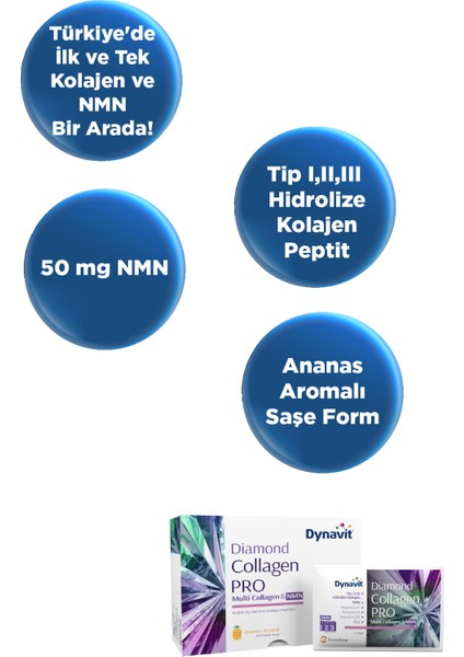 Diamond Collagen PRO Multi Collagen 30 Saşe - Hidrolize Peptit Tip 1-2-3 Kolajen, Resveratrol