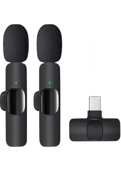 Yaka Mikrofonu Type-c Giriş Telefon Uyumlu 20m Wirelees Yayın Youtuber Tiktok Skype