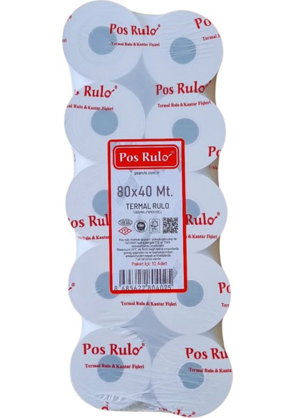 80X40 Termal Rulo - Yazar Kasa Adisyon Rulosu 5 Paket 50 Adet Tam Metraj Garantili