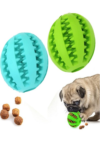 Xixishop 2'li Köpek Topu Oyuncakları Diş Temizleyici Yem Dağıtıcı Mavi Yeşil (Yurt Dışından)