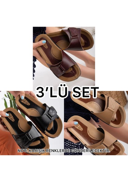 3'lü Kadın Kaymaz Sokak Plaj Banyo Yazlık Gündelik Terlik