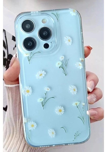 Tatlı Çiçekler Minik Papatyalar Desenli Şeffaf Silikon Kılıf
