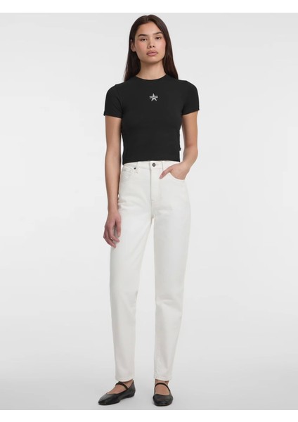 Guess Kadın Beyaz G06 Mom Jean Pantolon