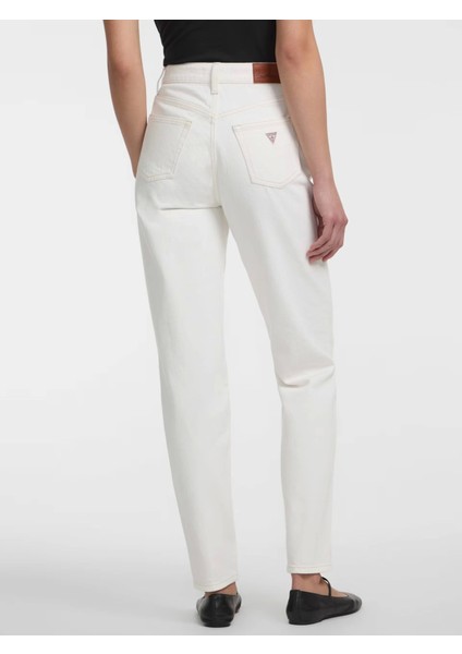 Guess Kadın Beyaz G06 Mom Jean Pantolon