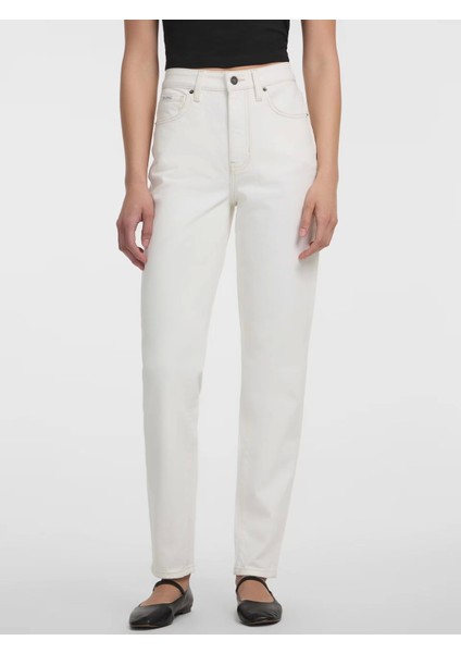 Guess Kadın Beyaz G06 Mom Jean Pantolon