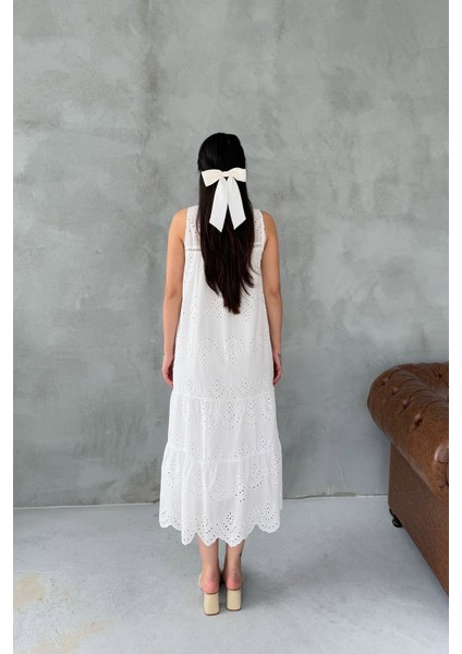 Ekru Sıfır Kol Fisto Maxi Elbise indirimleri