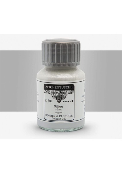 Rohrer&klingner Kaligrafi Mürekkebi Zeichentusche 29-Airbrush-Fırça-Divit-Sulu Boya 50ML-801-SILVER