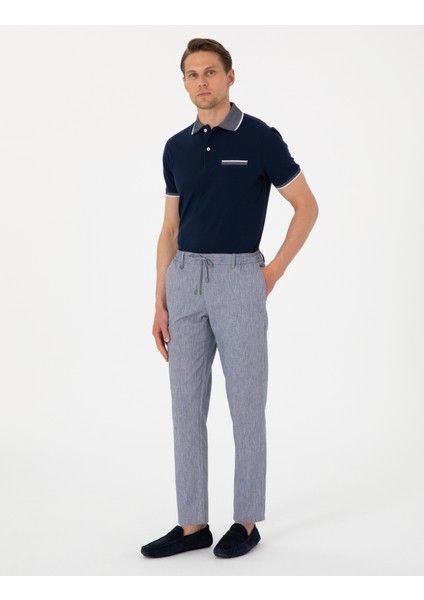 Erkek Lacivert Slim Fit Tişört 50307562-VR033 fırsatları