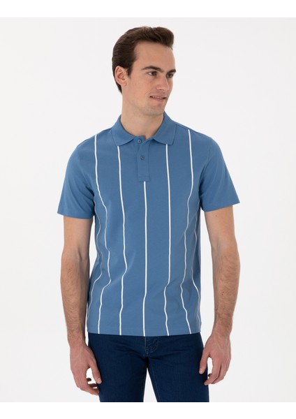 Erkek Mavi Regular Fit Polo Yaka Tişört 50310158-VR036