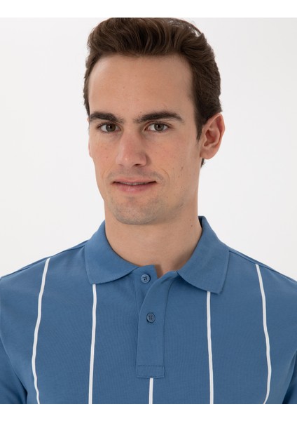 Erkek Mavi Regular Fit Polo Yaka Tişört 50310158-VR036 fiyatları