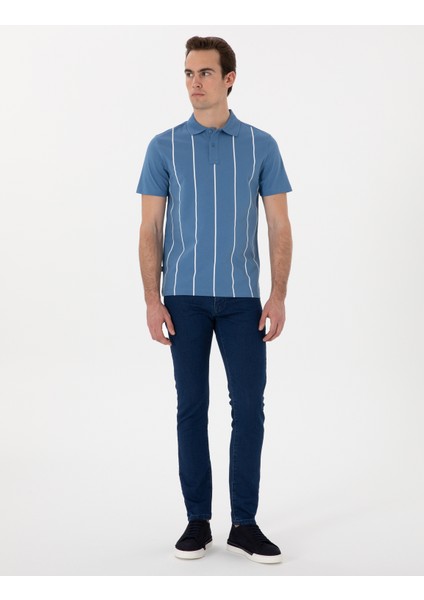Erkek Mavi Regular Fit Polo Yaka Tişört 50310158-VR036 fırsatları