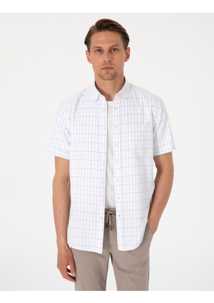 Erkek Beyaz Regular Fit Kısa Kollu Gömlek 50307066-VR013